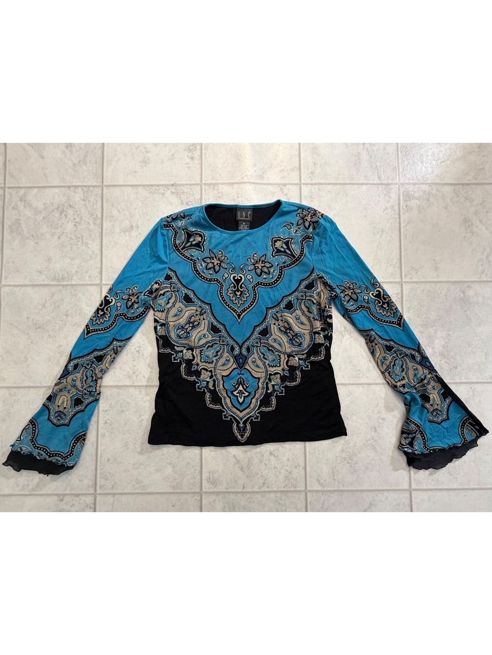 INC International Concepts blue patterned top